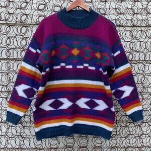 Vintage 90s bold southwestern aztec oversize sweater MEDIUM